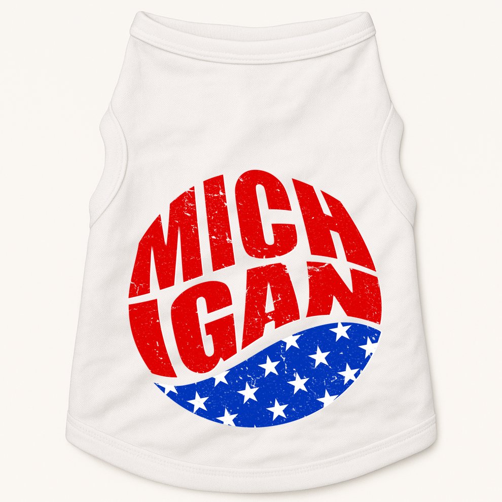 Patriotic Red White Blue Michigan Emblem Doggie Tank