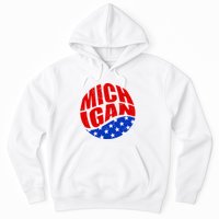 Patriotic Red White Blue Michigan Emblem Hoodie