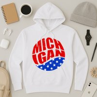 Patriotic Red White Blue Michigan Emblem Hoodie
