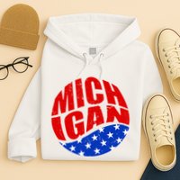 Patriotic Red White Blue Michigan Emblem Hoodie