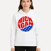 Patriotic Red White Blue Michigan Emblem Hoodie