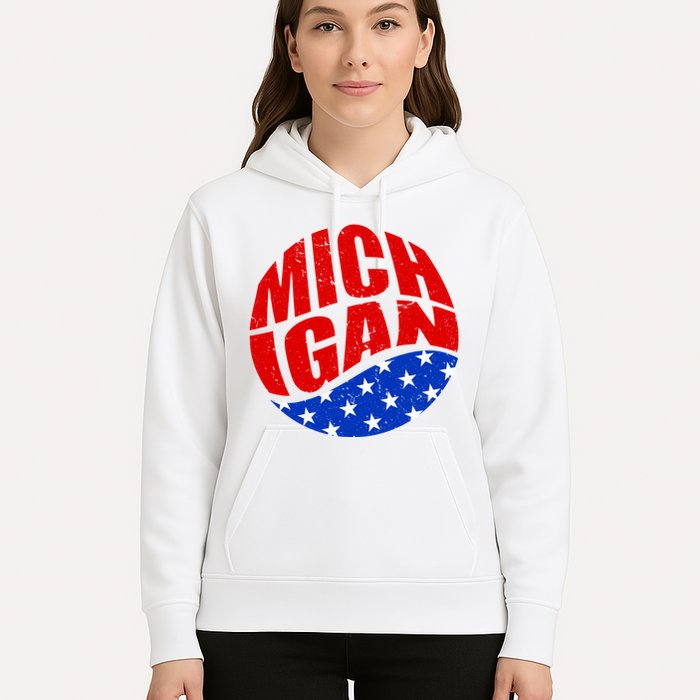 Patriotic Red White Blue Michigan Emblem Hoodie