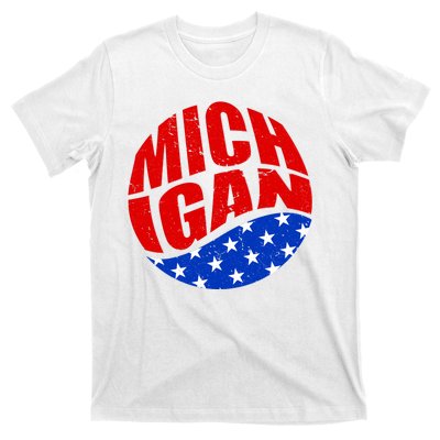 Patriotic Red White Blue Michigan Emblem T-Shirt