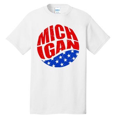 Patriotic Red White Blue Michigan Emblem Tall T-Shirt