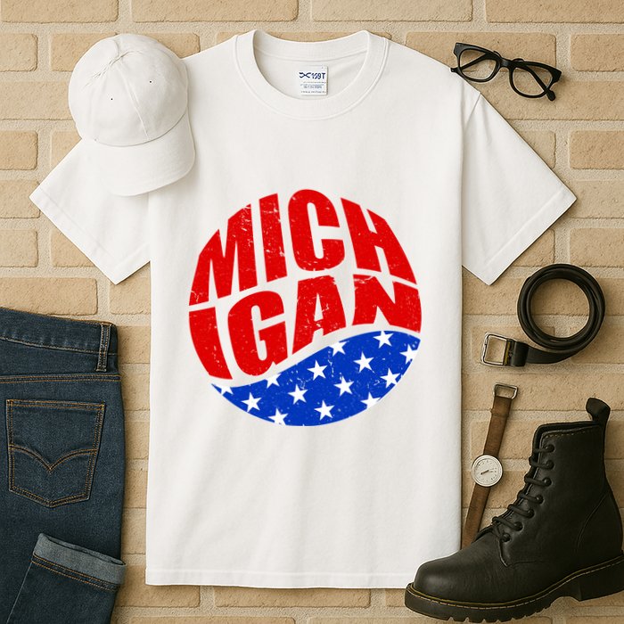 Patriotic Red White Blue Michigan Emblem Tall T-Shirt