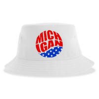 Patriotic Red White Blue Michigan Emblem Sustainable Bucket Hat