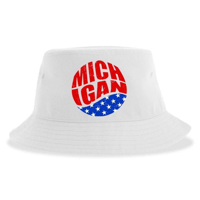 Patriotic Red White Blue Michigan Emblem Sustainable Bucket Hat