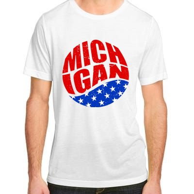 Patriotic Red White Blue Michigan Emblem Adult ChromaSoft Performance T-Shirt