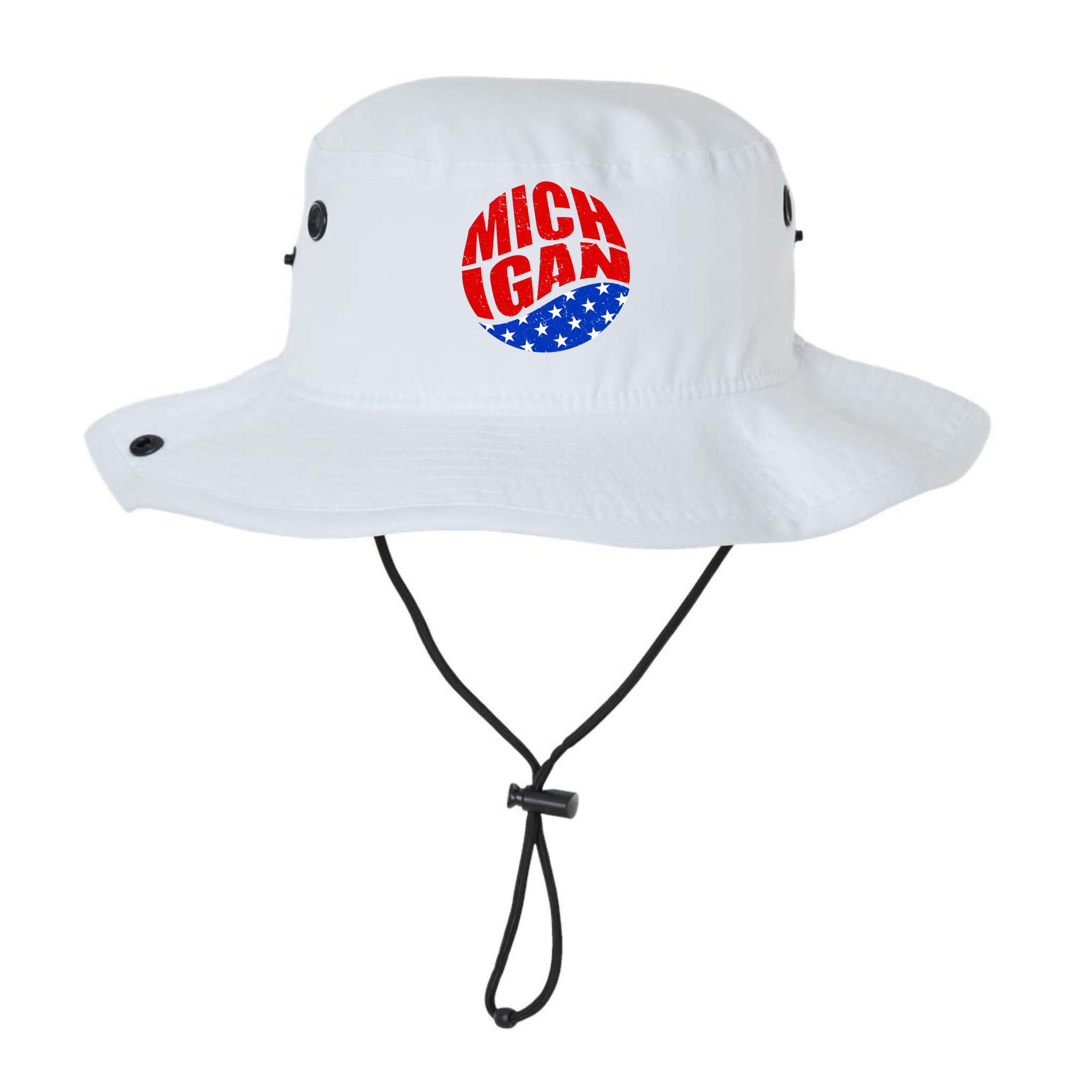 Patriotic Red White Blue Michigan Emblem Bucket Hat