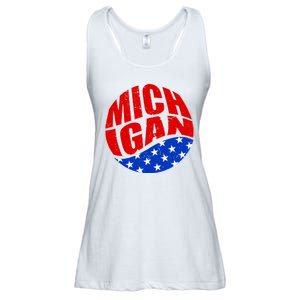 Patriotic Red White Blue Michigan Emblem Ladies Essential Flowy Tank