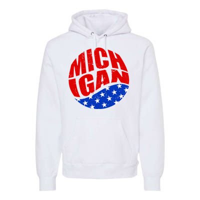 Patriotic Red White Blue Michigan Emblem Premium Hoodie