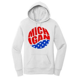 Patriotic Red White Blue Michigan Emblem Women's Pullover Hoodie