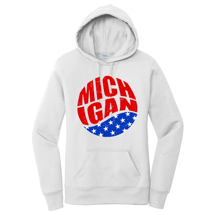 Patriotic Red White Blue Michigan Emblem Women's Pullover Hoodie