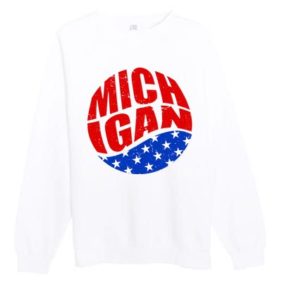 Patriotic Red White Blue Michigan Emblem Premium Crewneck Sweatshirt