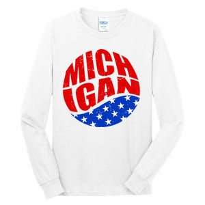 Patriotic Red White Blue Michigan Emblem Tall Long Sleeve T-Shirt