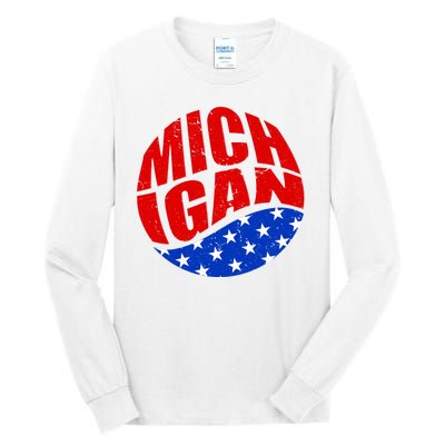 Patriotic Red White Blue Michigan Emblem Tall Long Sleeve T-Shirt