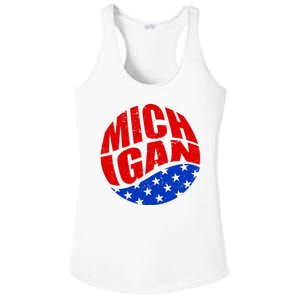 Patriotic Red White Blue Michigan Emblem Ladies PosiCharge Competitor Racerback Tank