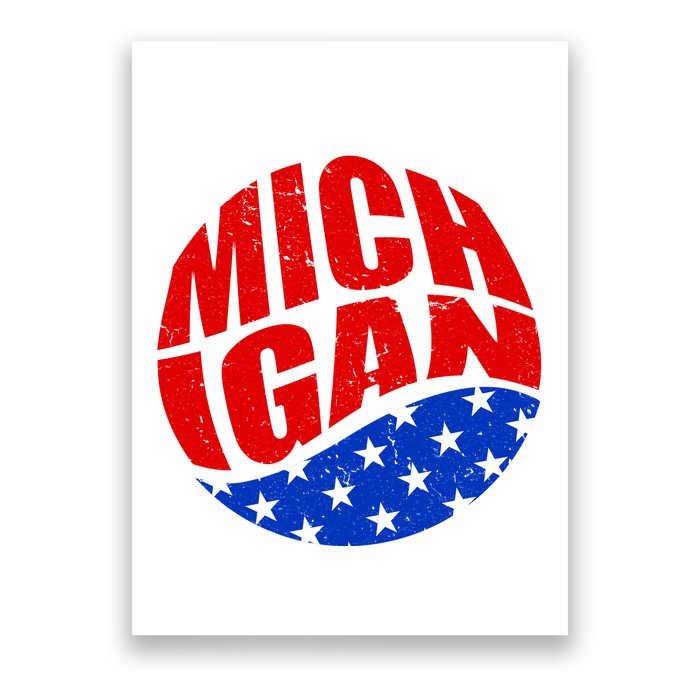 Patriotic Red White Blue Michigan Emblem Poster