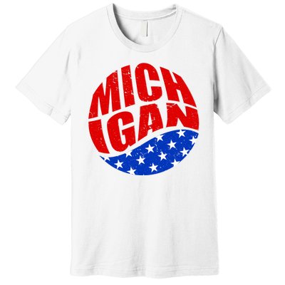 Patriotic Red White Blue Michigan Emblem Premium T-Shirt