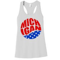 Patriotic Red White Blue Michigan Emblem Women's Racerback Tank