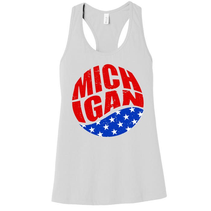 Patriotic Red White Blue Michigan Emblem Women's Racerback Tank