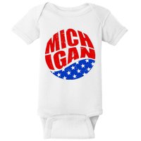 Patriotic Red White Blue Michigan Emblem Baby Bodysuit