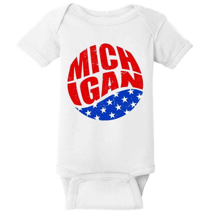 Patriotic Red White Blue Michigan Emblem Baby Bodysuit