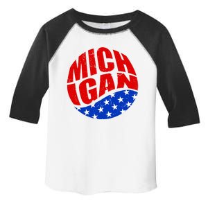 Patriotic Red White Blue Michigan Emblem Toddler Fine Jersey T-Shirt