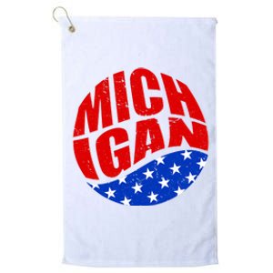 Patriotic Red White Blue Michigan Emblem Platinum Collection Golf Towel