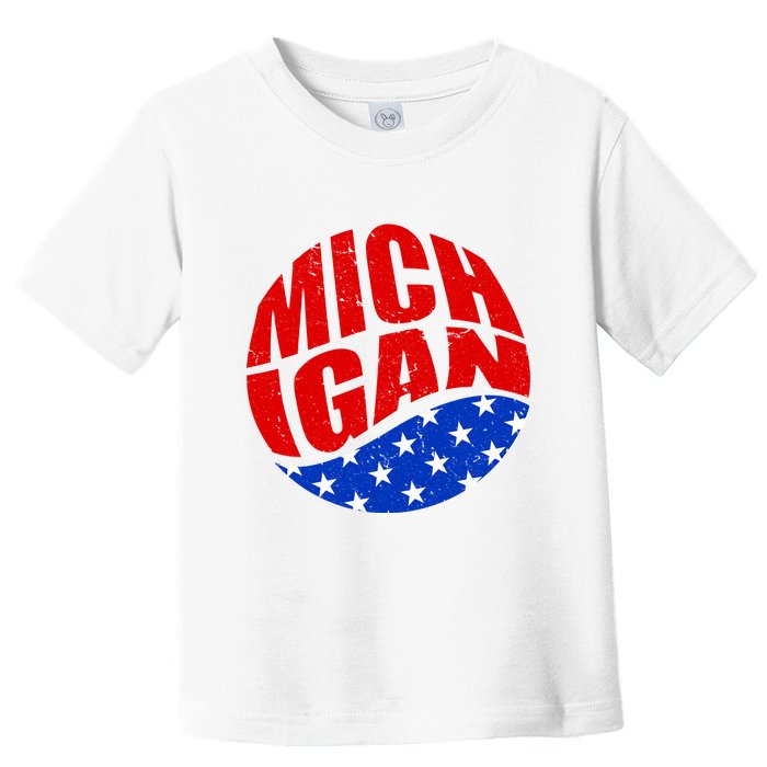 Patriotic Red White Blue Michigan Emblem Toddler T-Shirt