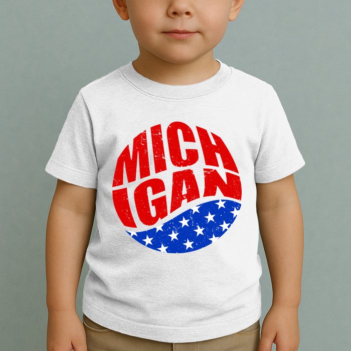 Patriotic Red White Blue Michigan Emblem Toddler T-Shirt