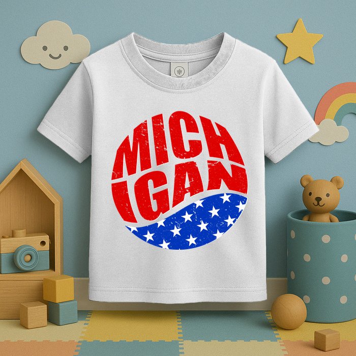 Patriotic Red White Blue Michigan Emblem Toddler T-Shirt