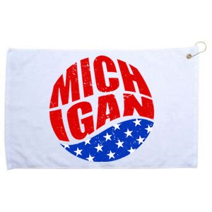 Patriotic Red White Blue Michigan Emblem Grommeted Golf Towel