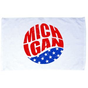 Patriotic Red White Blue Michigan Emblem Microfiber Hand Towel