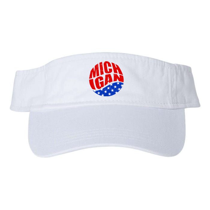 Patriotic Red White Blue Michigan Emblem Valucap Bio-Washed Visor