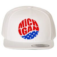 Patriotic Red White Blue Michigan Emblem Wool Snapback Cap