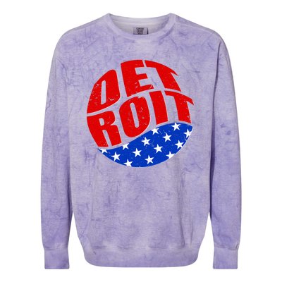 Patriotic Red White Blue Detroit Emblem Colorblast Crewneck Sweatshirt