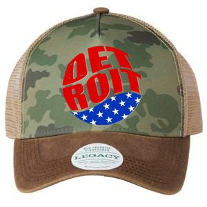 Patriotic Red White Blue Detroit Emblem Legacy Tie Dye Trucker Hat