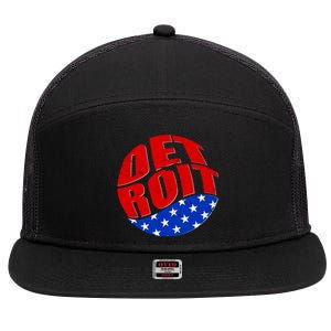 Patriotic Red White Blue Detroit Emblem 7 Panel Mesh Trucker Snapback Hat