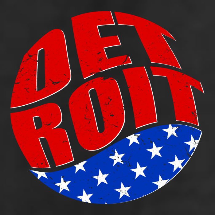 Patriotic Red White Blue Detroit Emblem 7 Panel Mesh Trucker Snapback Hat