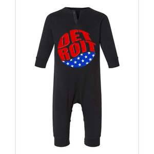 Patriotic Red White Blue Detroit Emblem Infant Fleece One Piece