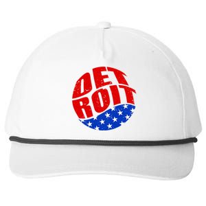 Patriotic Red White Blue Detroit Emblem Snapback Five-Panel Rope Hat