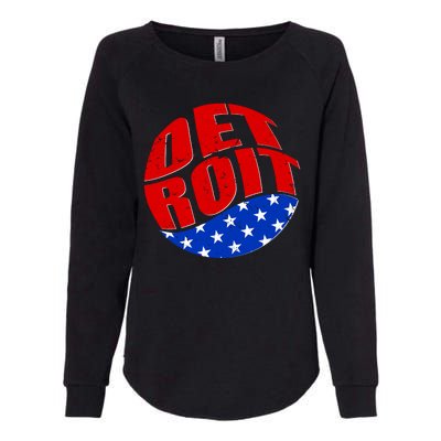 Patriotic Red White Blue Detroit Emblem Womens California Wash Sweatshirt