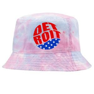 Patriotic Red White Blue Detroit Emblem Tie-Dyed Bucket Hat