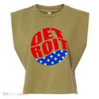 Patriotic Red White Blue Detroit Emblem Garment-Dyed Women's Muscle Tee