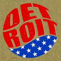 Patriotic Red White Blue Detroit Emblem Garment-Dyed Women's Muscle Tee