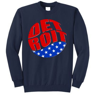 Patriotic Red White Blue Detroit Emblem Tall Sweatshirt