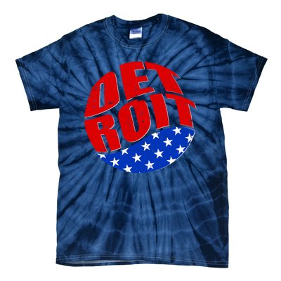 Patriotic Red White Blue Detroit Emblem Tie-Dye T-Shirt