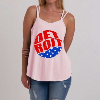 Patriotic Red White Blue Detroit Emblem Women's Strappy Tank