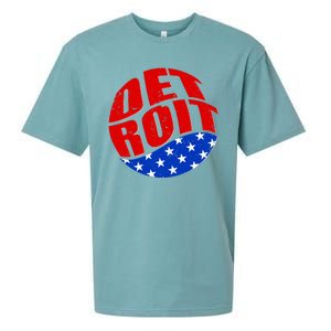 Patriotic Red White Blue Detroit Emblem Sueded Cloud Jersey T-Shirt